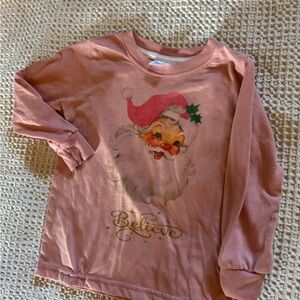 Kids Pink Santa Graphic Top
